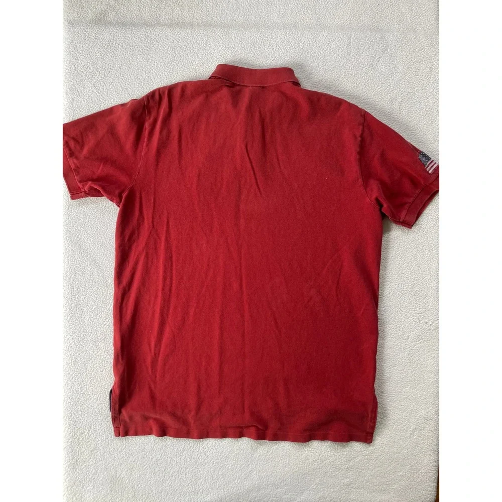 Polo Ralph Lauren Men Extra Large Polo Shirt Red Big Pony USA Flag Patch